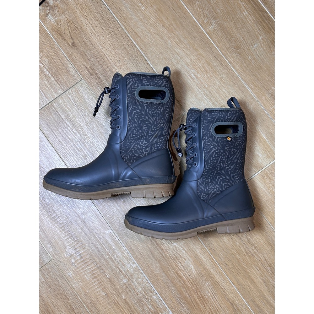Bogs Cameron Lace Waterproof Winter Boots Gray Faux Fur Lined 78999-011 Womens 9 - Picture 4 of 10